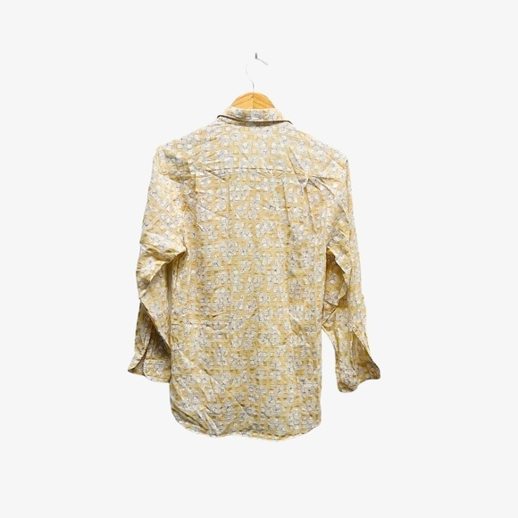 Maus & Hoffman Button Up Shirt Floral Embossed Yellow - Picture 2 of 7